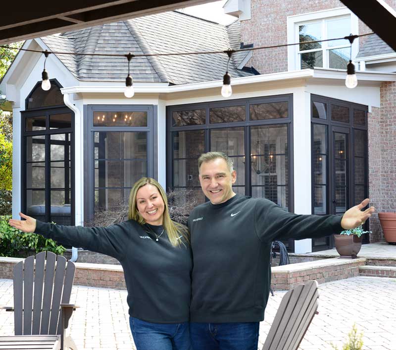 Finished enclosed porch with pollen protection