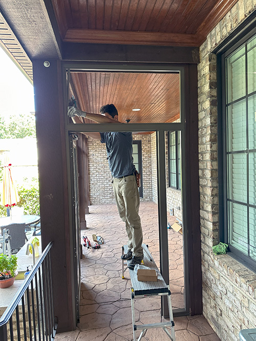 Installation of aluminum wall system for single-pane porch windows