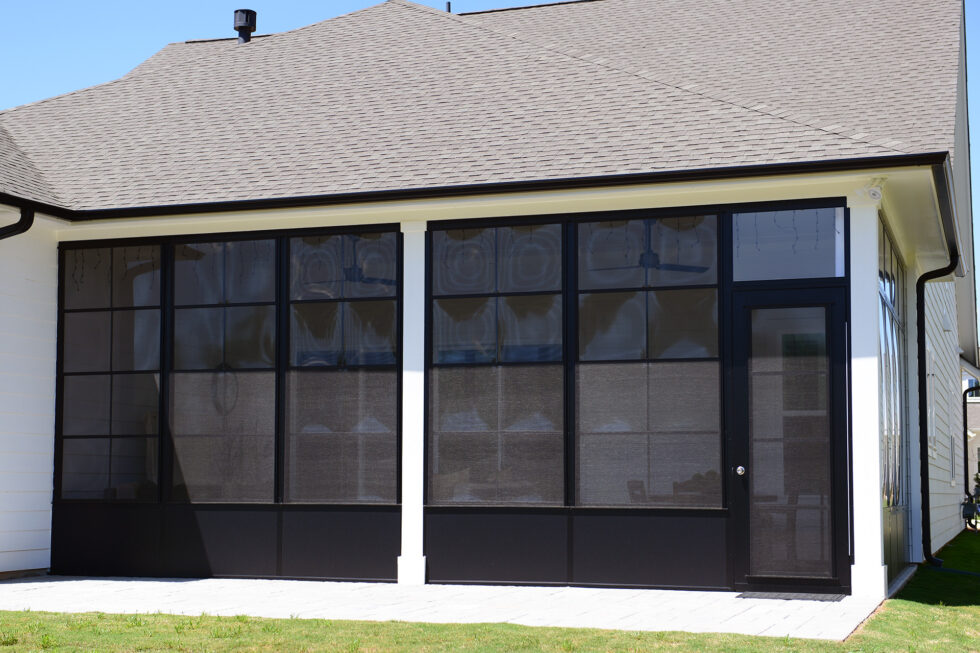 Exterior view of Waxhaw vinyl-film porch enclosure