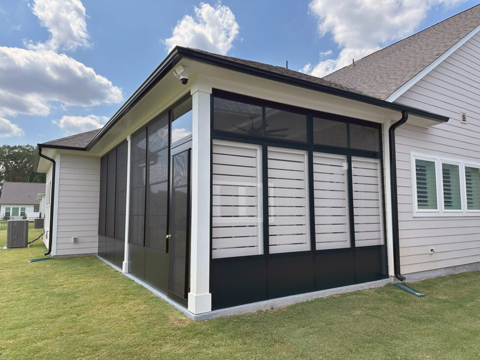 Waxhaw porch enclosure with privacy wall detail