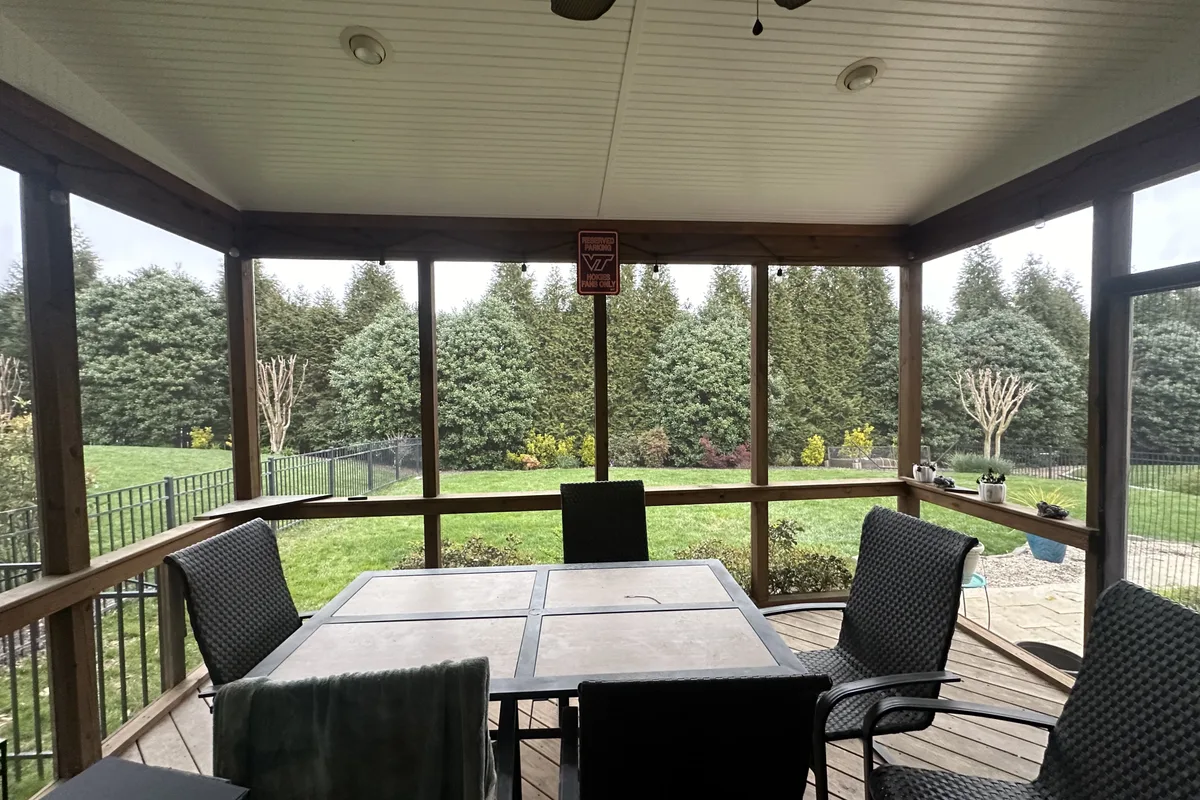 Pre-installation view of porch before vinyl film 3-season room Indian Land NC