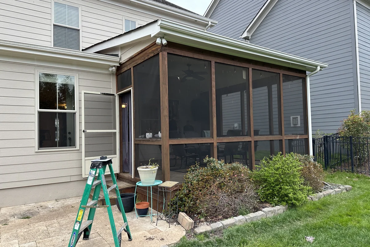 3-season vinyl film porch enclosure completed exterior view Indian Land SC