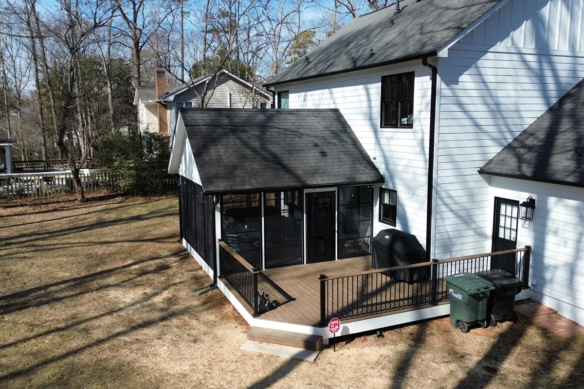 Vinyl-film porch enclosure corner detail Monroe