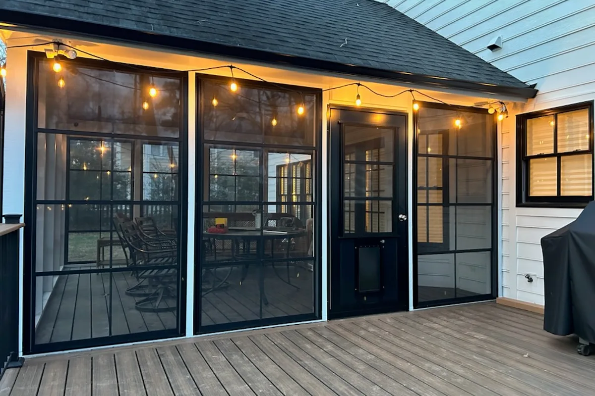 Completed vinyl enclosure panel detail Monroe