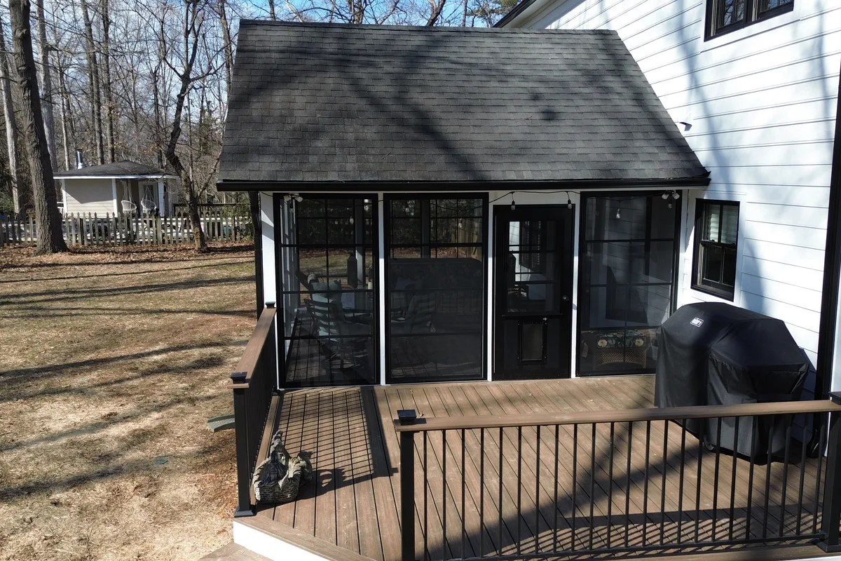 Completed sunroom vinyl film sealing detail Monroe