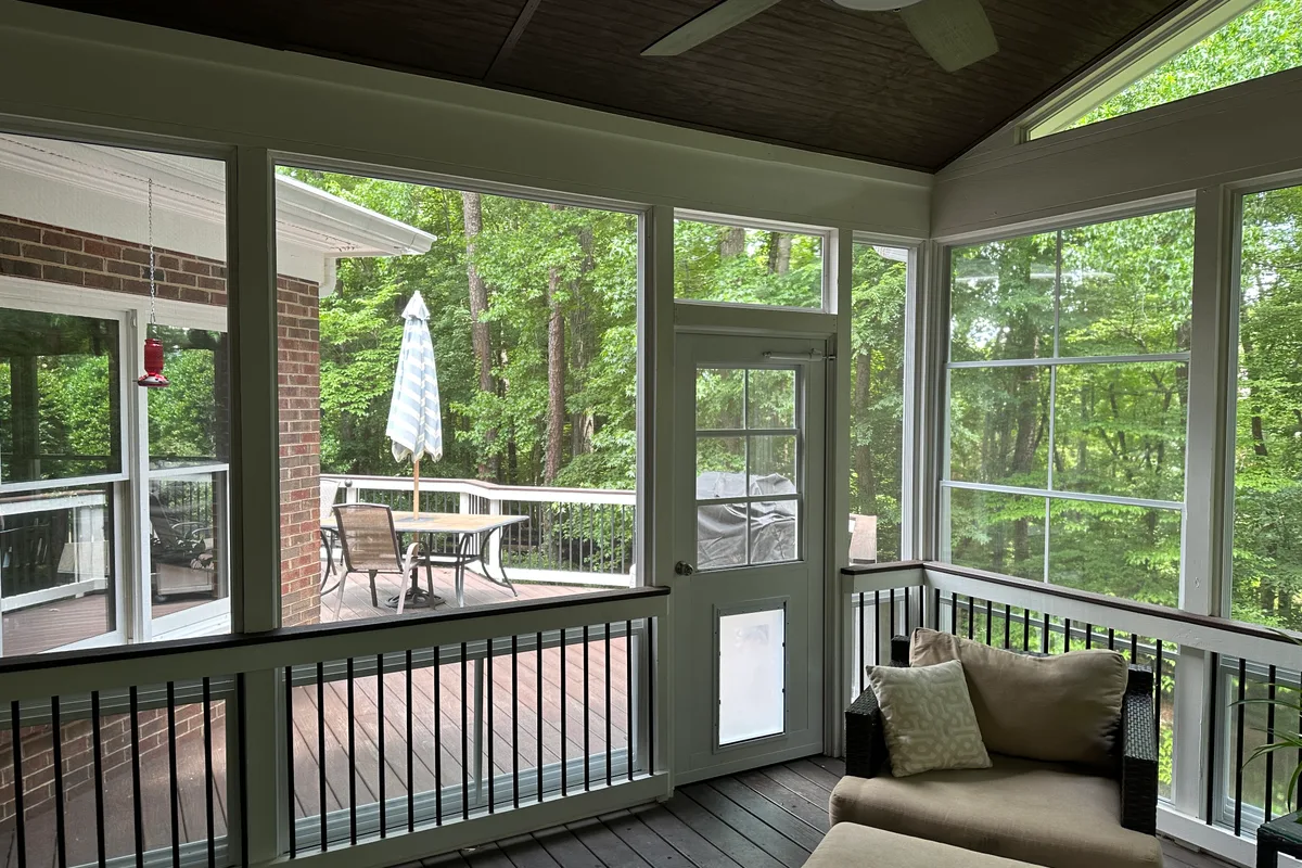 3-season porch enclosure vinyl film detail in Plantation, Mecklenburg County NC