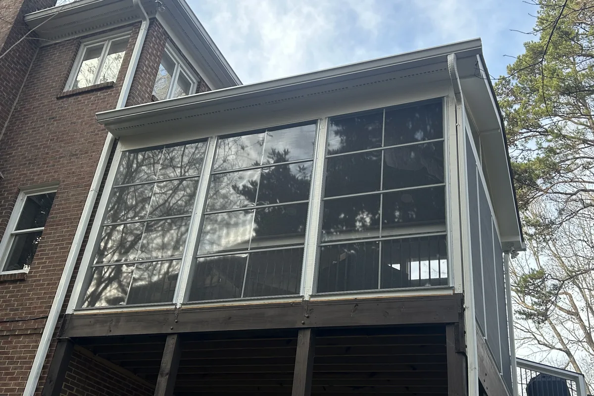 3-season room vinyl film installation detail in Plantation, Charlotte Mecklenburg County