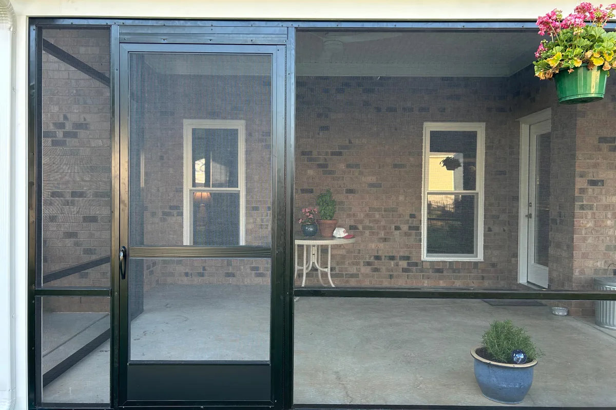 Custom screen porch installation detail in Colton Ridge, Indian Trail NC
