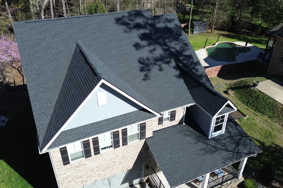 Detailed view of finished residential roofing work in Mecklenburg County Charlotte NC